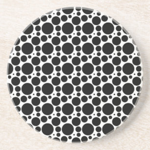 Dessous De Verre En Grès Cercles et points en 7 tailles : répétition noir e