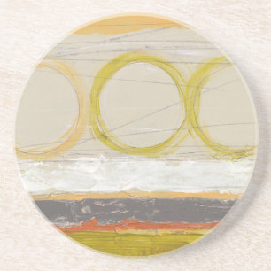 Dessous De Verre En Grès Cercles jaunes et oranges sur l'arrière - plan