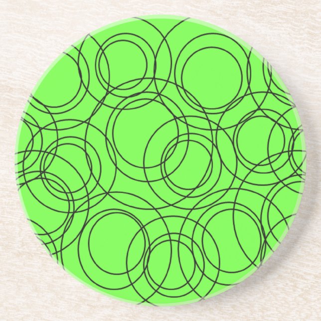 Dessous De Verre En Grès Cercles noirs atomiques sur lime (Devant)