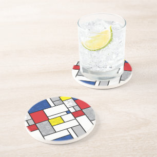 Dessous De Verre En Grès Cercles Rétro Mondrial Minimaliste De Stijl Mod Ar