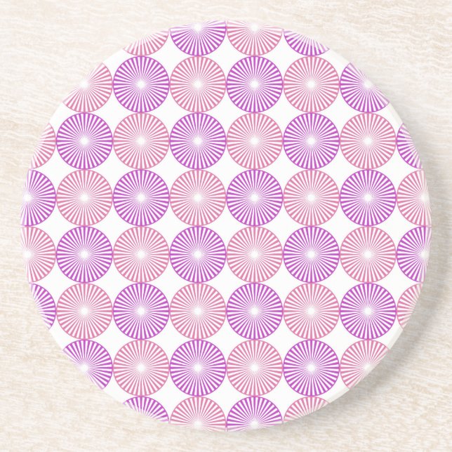 Dessous De Verre En Grès Cercles rose et violet motif (Devant)