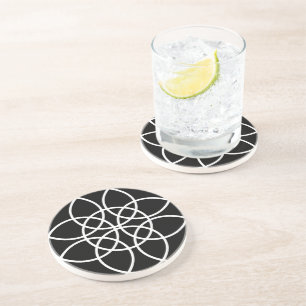 Dessous De Verre En Grès Cercles spiraux blancs