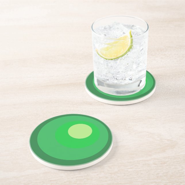 Dessous De Verre En Grès Cercles verts rétro (Côté)
