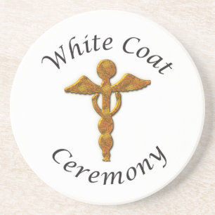 Dessous De Verre En Grès Cérémonie du blason blanc Médicale d'or, cadeau