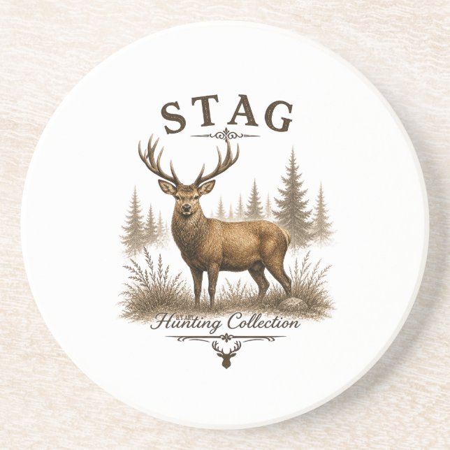 DESSOUS DE VERRE EN GRÈS CERF – COLLECTION DE CHASSE  (Devant)