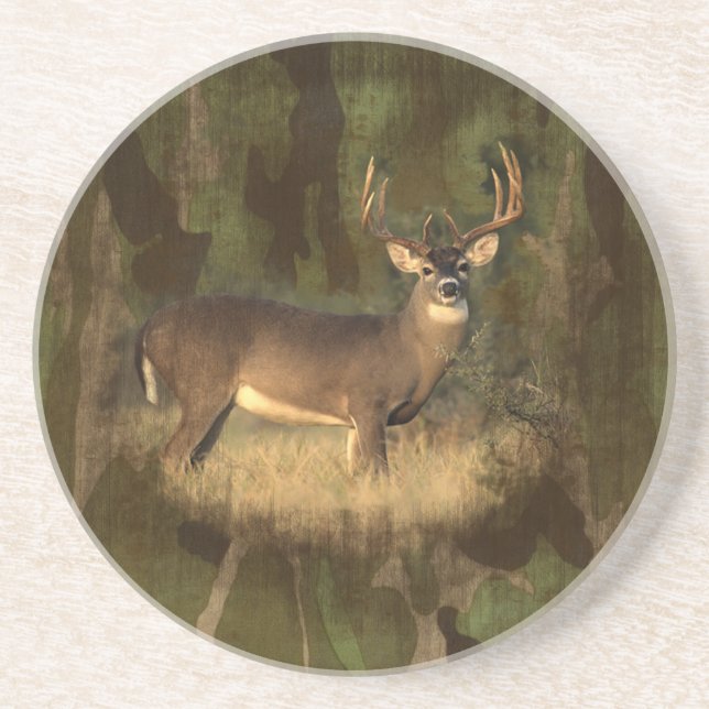 Dessous De Verre En Grès Cerf-Dessous de verre grunges de Camoflage (Devant)
