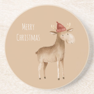Dessous De Verre En Grès Cerf orignal à la crème de Noël