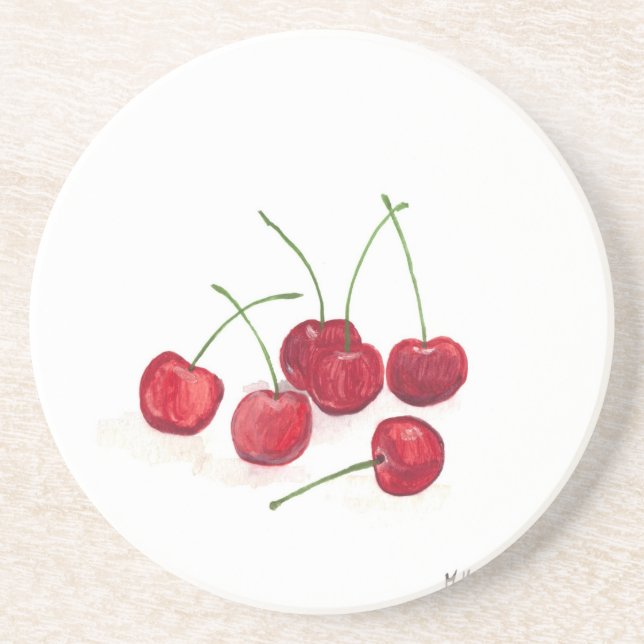 Dessous De Verre En Grès Cerises rouges (Devant)
