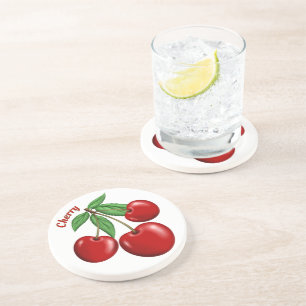 Dessous De Verre En Grès Cerises Rouges Cerises Conception Personnalisée