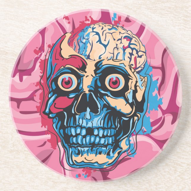 Dessous De Verre En Grès Cerveau de Zombie (Devant)