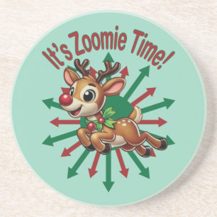 Dessous De Verre En Grès C'est l'heure de Zoomie ! Les rennes de Noël
