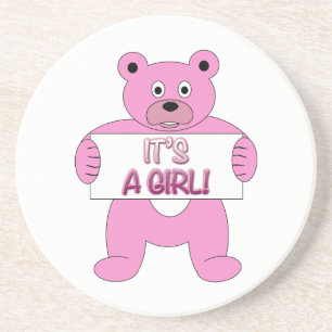 Dessous De Verre En Grès C'est une fille rose ours