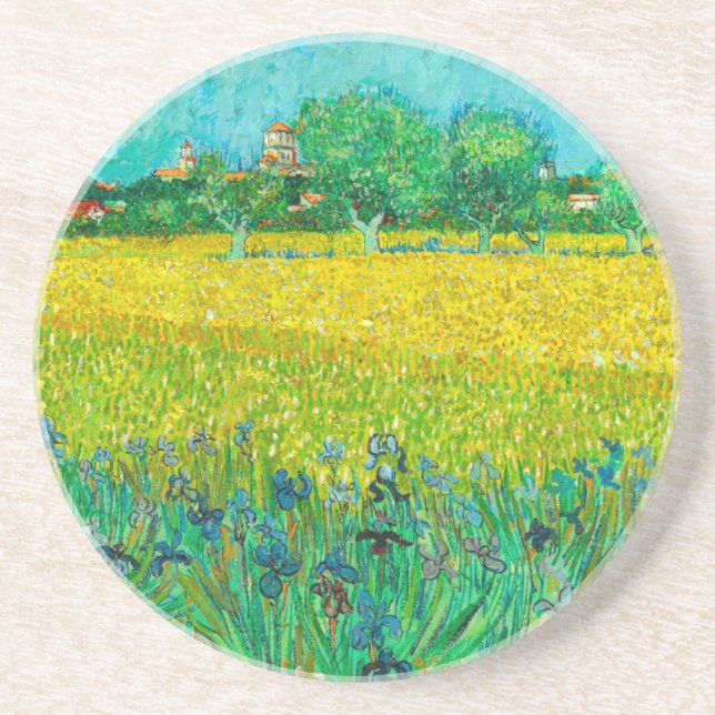 Dessous De Verre En Grès Champ de Van Gogh avec Iris près d'Arles (Devant)