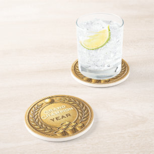 Dessous De Verre En Grès Championnat du Tournoi de Beer Pong Médaille d'Or