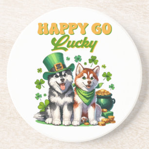 Dessous De Verre En Grès Chanceux Toutou Husky Mignon Saint-Patrick