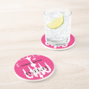 Dessous De Verre En Grès Chandelier Vintage blanc rose