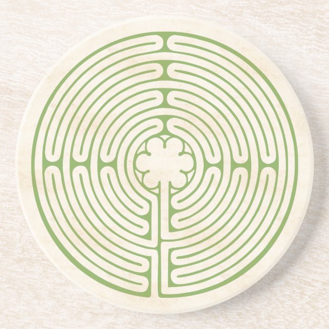 Dessous De Verre En Grès Chartres Labyrinth Green (Devant)