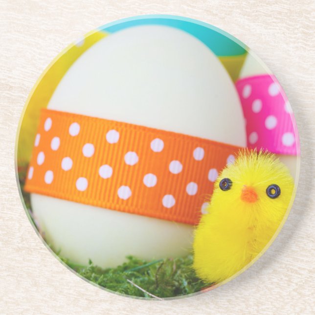 Dessous De Verre En Grès chasse aux oeufs de pâques de poulet (Devant)