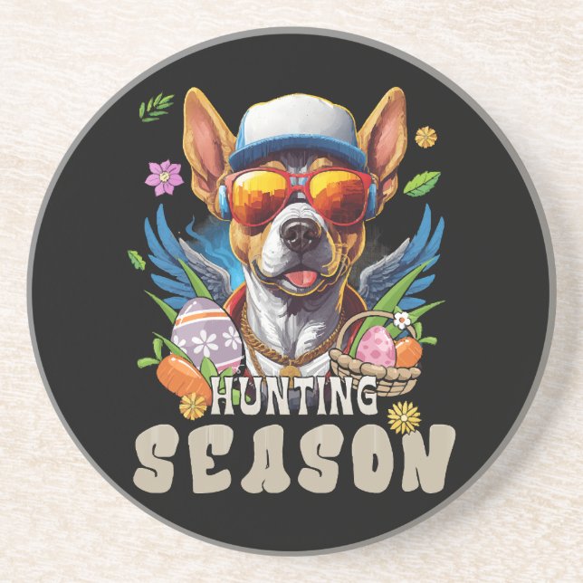 Dessous De Verre En Grès Chasse Saison Cerf Oeuf de Pâques (Devant)