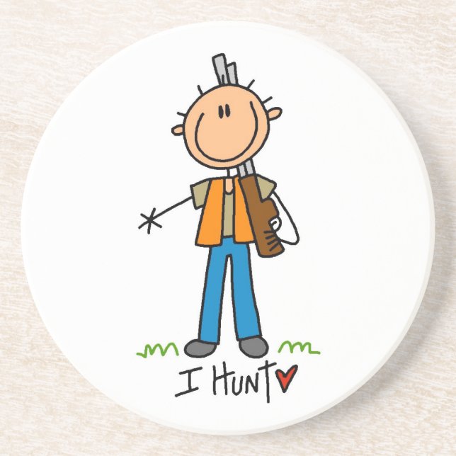 Dessous De Verre En Grès Chasseur de Stick Figure (Devant)