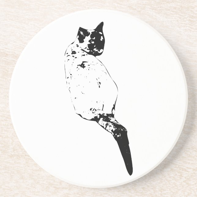 Dessous De Verre En Grès Chat au repos, charme subtil (Devant)