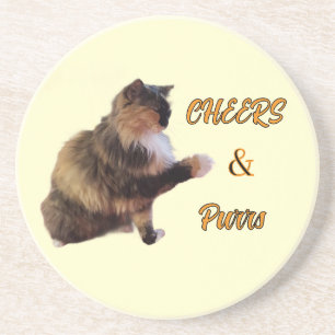 Dessous De Verre En Grès Chat Calico Félicitations & Ronrons