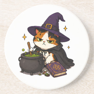 Dessous De Verre En Grès Chat de sorcière grincheux Halloween