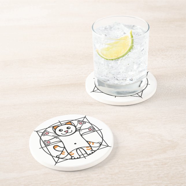 Dessous De Verre En Grès Chat de Vitruve (Côté)
