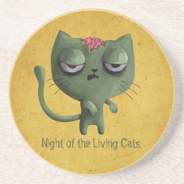 Dessous De Verre En Grès Chat de zombi (Devant)