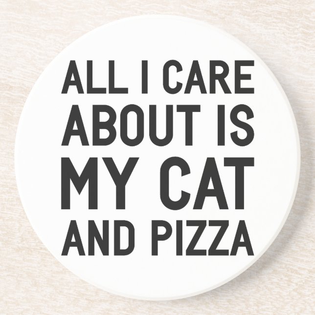 Dessous De Verre En Grès Chat et pizza (Devant)