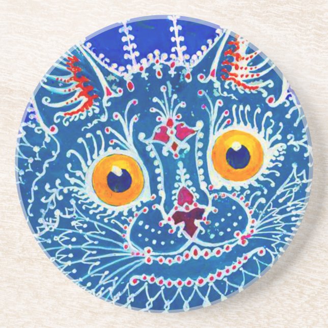 Dessous De Verre En Grès Chat gothique bleu (Devant)
