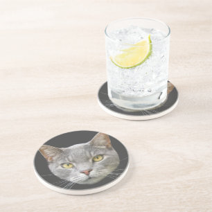 Dessous De Verre En Grès Chat gris