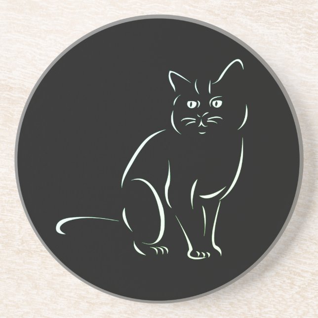 Dessous De Verre En Grès Chat Kitty Blanc (Devant)
