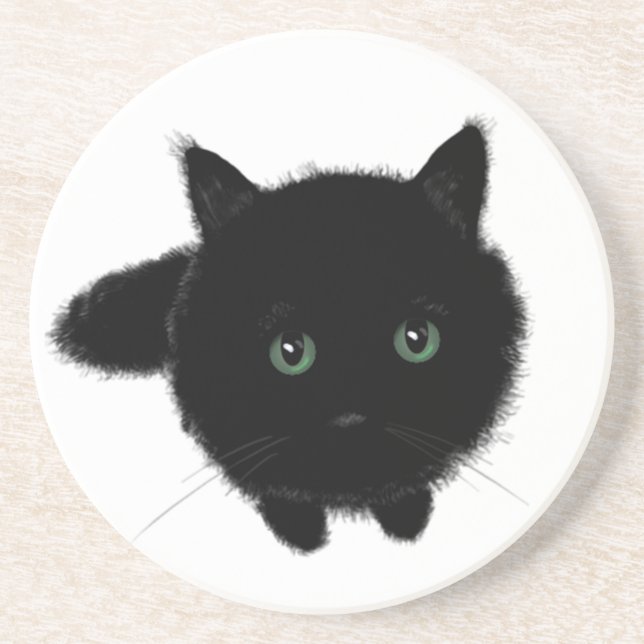 Dessous De Verre En Grès Chat noir (Devant)
