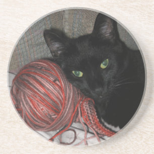 Dessous De Verre En Grès Chat noir d'Halloween