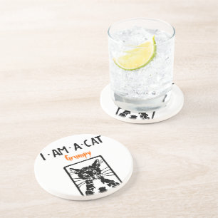 Dessous De Verre En Grès Chat Noir Grumpy pour la Personne Grumpy ou Chat