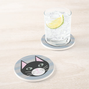 Dessous De Verre En Grès Chat noir, rayures