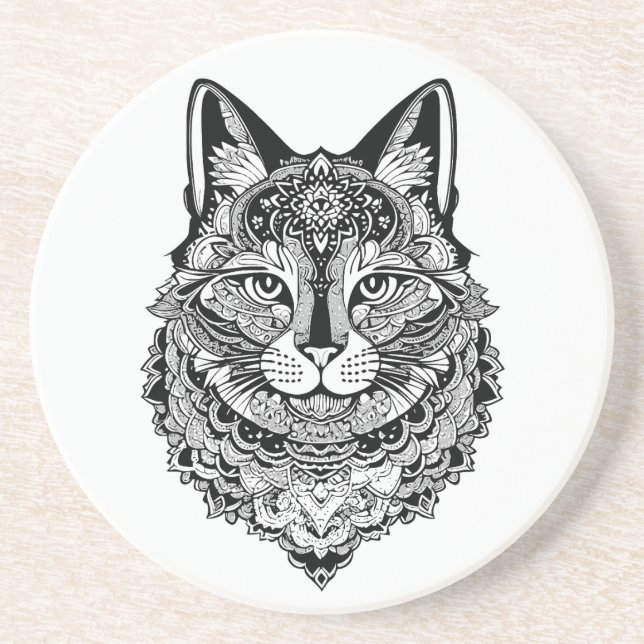 Dessous De Verre En Grès Chat ornemental (Devant)
