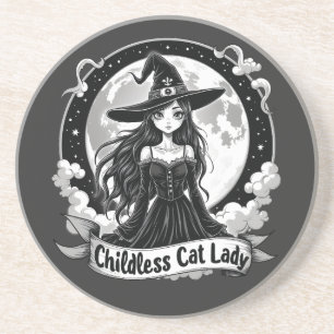 Dessous De Verre En Grès Chat sans enfant Lady Harris Walz Halloween Pastel