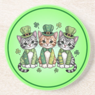 Dessous De Verre En Grès Chatons chanceux de la Saint-Patrick-47474