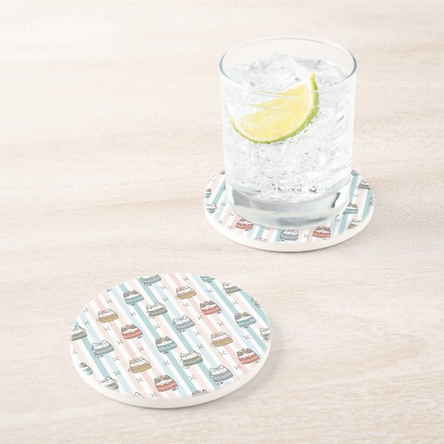 Dessous De Verre En Grès  Chats Boho Motif Tribal  (Côté)