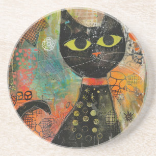 Dessous De Verre En Grès Chats d'aquarelle Boho - Art de la féline terrestr