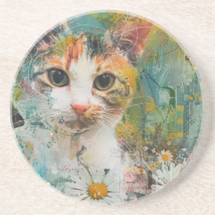Dessous De Verre En Grès Chats d'aquarelle Boho - Art de la féline terrestr