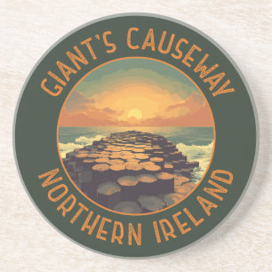 Dessous De Verre En Grès Chaussée du Géant Irlande Cercle Rétro en détresse