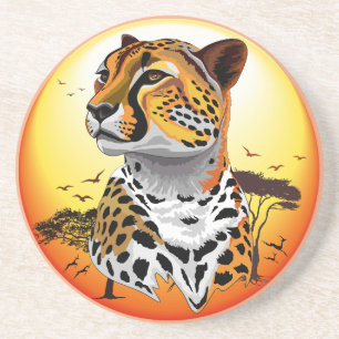 Dessous De Verre En Grès Cheetah African Feline Wild Animal