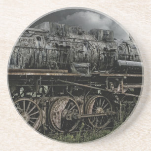 Dessous De Verre En Grès chemin de fer locomotif de rail de train de