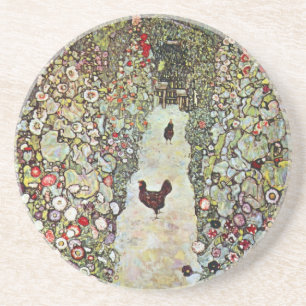 Dessous De Verre En Grès Chemin de jardin avec poulets, Gustav Klimt, Art N