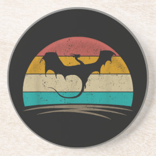 Dessous De Verre En Grès Chemise Dragon Rétro Dragon Vintage Mythique Créat