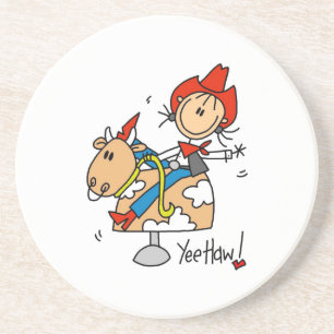 Dessous De Verre En Grès Chemise et Cadeaux Cowgirl Stick Figure Yee Haw