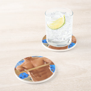 Dessous De Verre En Grès ChemiseSlipperyJoe homme musclé torse nu abs poitr